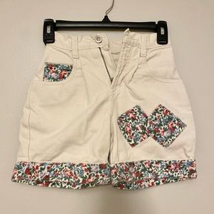 Vintage Girls White and Floral Shorts